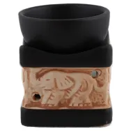 Vas ceramic aromatizor elefant mic 6.5x8cm negru~crem 1b - AROMA LAND