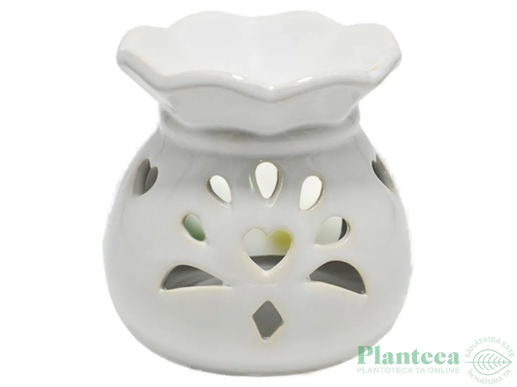 Vas ceramic aromatizor X6 floral alb 1b - AROMA LAND