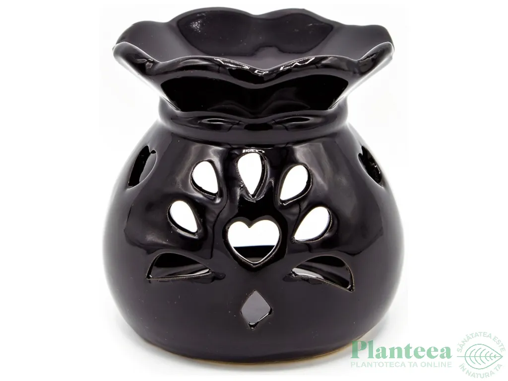Vas ceramic aromatizor X6 floral negru 1b - AROMA LAND