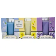 Set Lumanari parfumate pahar 10h [Fresh linen+French vanilla+Fresh lavender] 3x140g - AROMA LAND