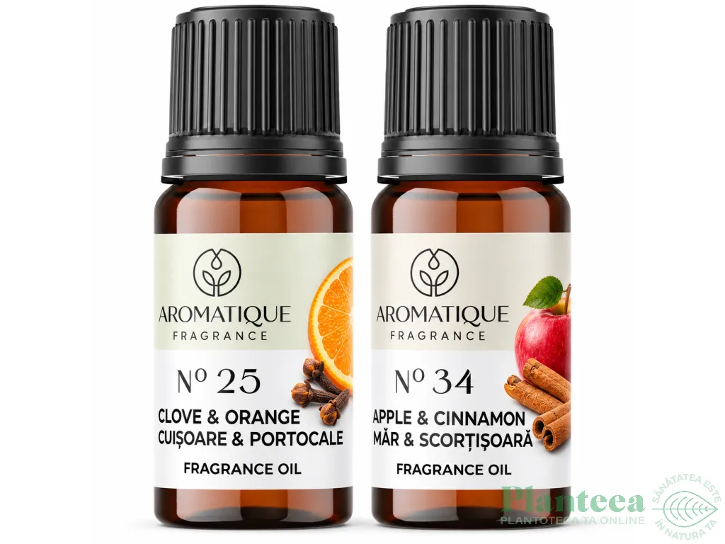 Kit 2 uleiuri aromo Miresme Sarbatoare [Cuisoare&Portocale+Mar&Scortisoara] 10ml - AROMATIQUE