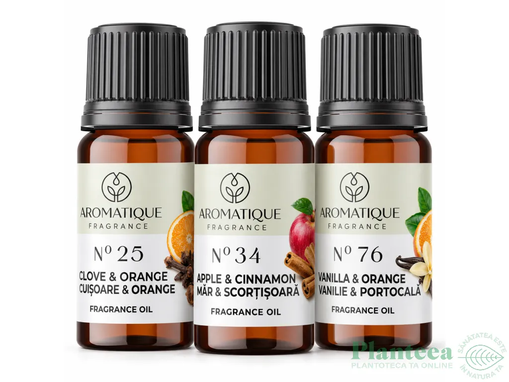 Kit 3 uleiuri aromo Buchet Sarbatoare [Cuisoare&Portocale+Mar&Scortisoara+Vanilie&Portocale] 10ml - AROMATIQUE