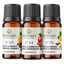 Kit 3 uleiuri aromo Buchet Sarbatoare [Cuisoare&Portocale+Mar&Scortisoara+Vanilie&Portocale] 10ml - AROMATIQUE
