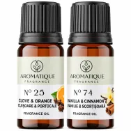 Kit 2 uleiuri aromo Parfumuri Sarbatoare [Cuisoare&Portocale+Vanilie&Scortisoara] 10ml - AROMATIQUE