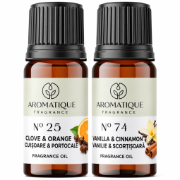 Kit 2 uleiuri aromo Parfumuri Sarbatoare [Cuisoare&Portocale+Vanilie&Scortisoara] 10ml - AROMATIQUE