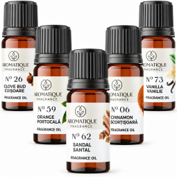Kit 5 uleiuri aromo Esente Sarbatoare [Cuisoare+Portocala+Santal+Scortisoara+Vanilie] 10ml - AROMATIQUE