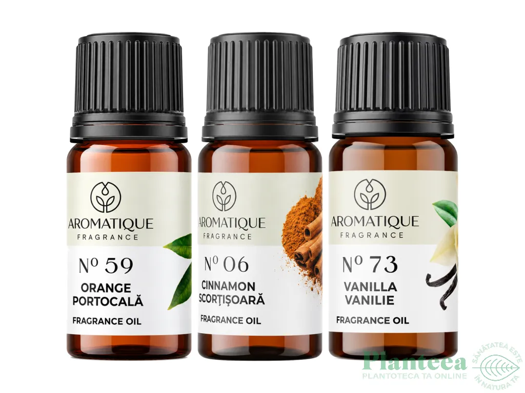 Kit 3 uleiuri aromo Esente Sarbatoare [Portocala+Scortisoara+Vanilie] 10ml - AROMATIQUE