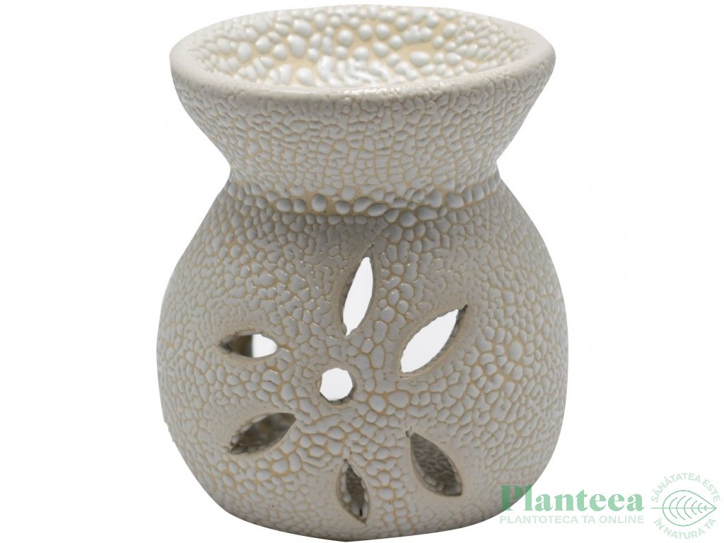 Vas ceramic aromatizor floare alb 1b - AROMA LAND