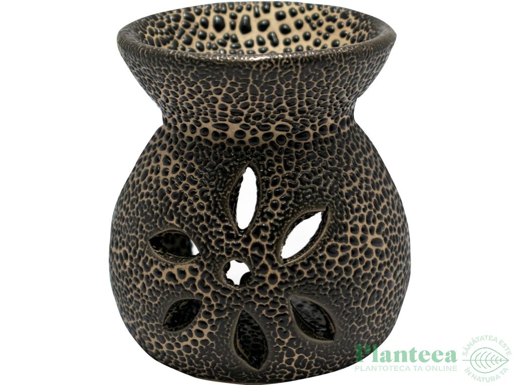 Vas ceramic aromatizor floare negru 1b - AROMA LAND