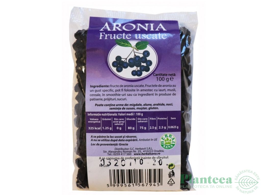 Aronia fructe uscate 100g - HERBAL SANA