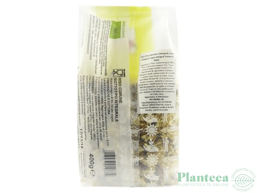Orez amestec [bob rotund integral/rosu/negru] pt supa eco 400g - LA FINESTRA SUL CIELO