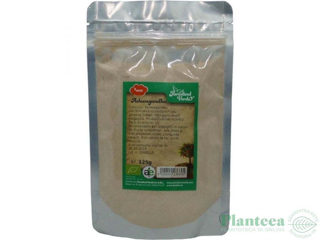 Pulbere ashwagandha ET eco 125g - PARADISUL VERDE