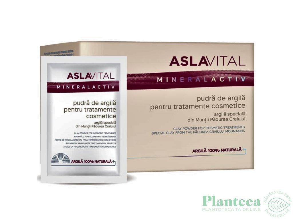 Argila pudra tratamente cosmetice plicuri 10x20g - ASLAVITAL MINERALACTIV