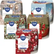 Kit 5x Lumanari parfumate pahar imprimat 20h Arome Sarbatori 5tipuri 100g - AURA