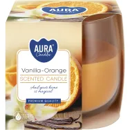 Lumanare parfumata pahar 24h vanilie orange 130g - AURA