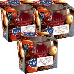 Set 3x Lumanari parfumate pahar 18h Mar Scortisoara 80g - AURA