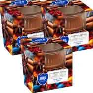 Set 3x Lumanari parfumate pahar 18h Christmas spices 80g - AURA