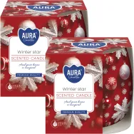 Set 2x Lumanari parfumate pahar imprimat 20h Winter Star 100g - AURA