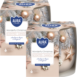 Set 2x Lumanari parfumate pahar imprimat 20h Wonderful Christmas 100g - AURA