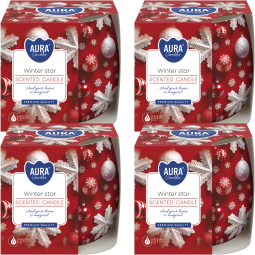Set 4x Lumanari parfumate pahar imprimat 20h Winter Star 100g - AURA