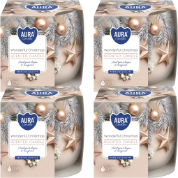 Set 4x Lumanari parfumate pahar imprimat 20h Wonderful Christmas 100g - AURA
