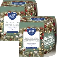 Set 2x Lumanari parfumate pahar imprimat 20h Merry Christmas 100g - AURA