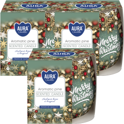 Set 3x Lumanari parfumate pahar imprimat 20h Merry Christmas 100g - AURA