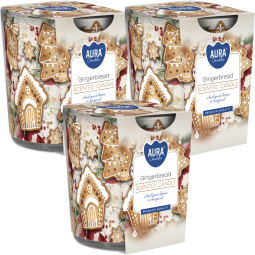 Set 3x Lumanari parfumate pahar imprimat 22h Turta dulce 100g - AURA