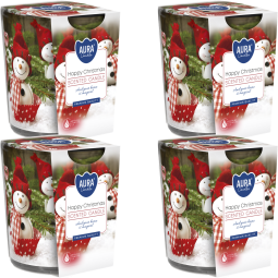 Set 4x Lumanari parfumate pahar imprimat 22h Happy Christmas 100g - AURA
