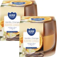 Set 2x Lumanari parfumate pahar 24h vanilie orange 130g - AURA