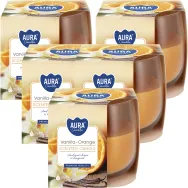 Set 5x Lumanari parfumate pahar 24h vanilie orange 130g - AURA