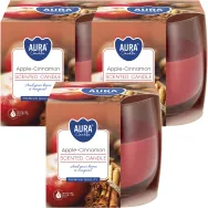 Set 3x Lumanari parfumate pahar 24h mar scortisoara 130g - AURA