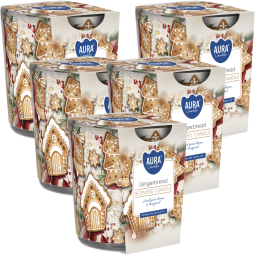 Set 5x Lumanari parfumate pahar imprimat 22h Turta dulce 100g - AURA