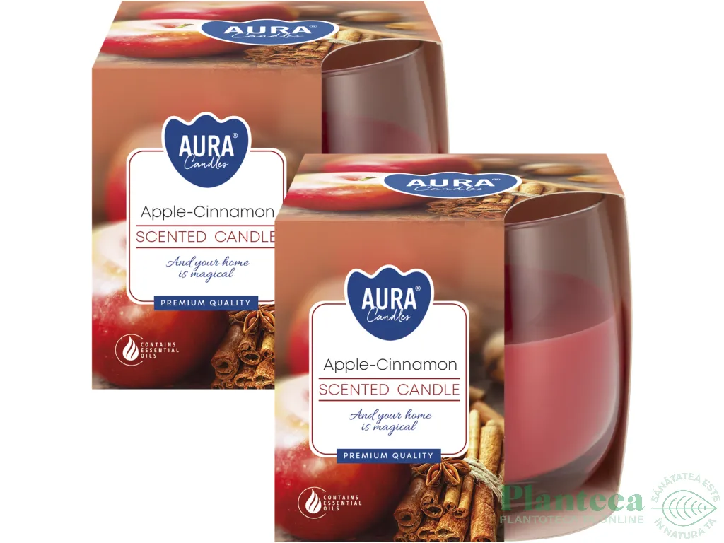 Set 2x Lumanari parfumate pahar 24h mar scortisoara 130g - AURA