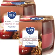 Set 2x Lumanari parfumate pahar 24h mar scortisoara 130g - AURA