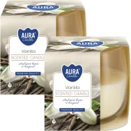 Set 2x Lumanari parfumate pahar 24h vanilie 130g - AURA
