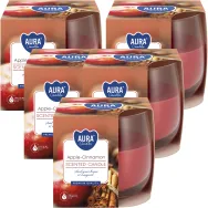 Set 5x Lumanari parfumate pahar 24h mar scortisoara 130g - AURA