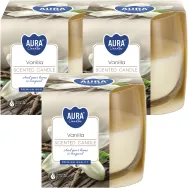 Set 3x Lumanari parfumate pahar 24h vanilie 130g - AURA