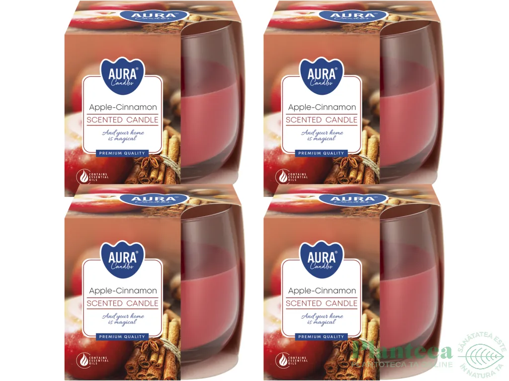 Set 4x Lumanari parfumate pahar 24h mar scortisoara 130g - AURA