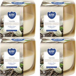 Set 4x Lumanari parfumate pahar 24h vanilie 130g - AURA