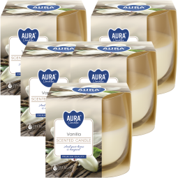 Set 5x Lumanari parfumate pahar 24h vanilie 130g - AURA