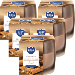 Set 5x Lumanari parfumate pahar 24h scortisoara 130g - AURA