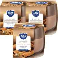 Set 3x Lumanari parfumate pahar 24h scortisoara 130g - AURA