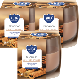 Set 3x Lumanari parfumate pahar 24h scortisoara 130g - AURA