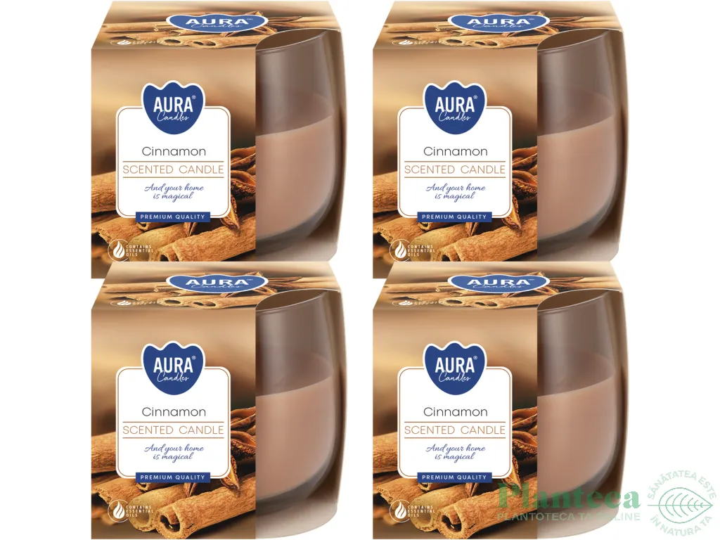 Set 4x Lumanari parfumate pahar 24h scortisoara 130g - AURA