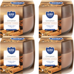 Set 4x Lumanari parfumate pahar 24h scortisoara 130g - AURA