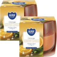 Set 2x Lumanari parfumate pahar 24h portocala 130g - AURA