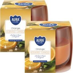 Set 2x Lumanari parfumate pahar 24h portocala 130g - AURA