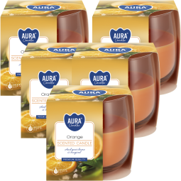 Set 5x Lumanari parfumate pahar 24h portocala 130g - AURA
