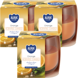 Set 3x Lumanari parfumate pahar 24h portocala 130g - AURA